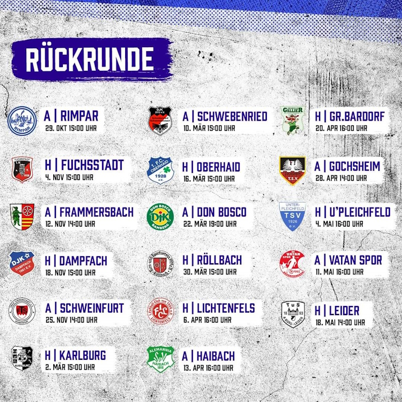 Fußball Landesliga Nordwest Saison 2023/24 - Spielplan der Rückrunde des TSV Mönchröden